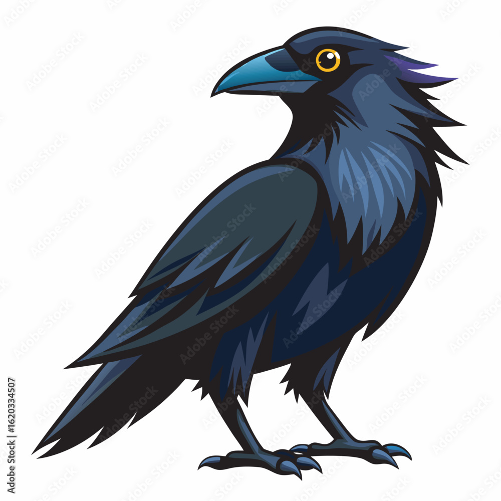 Fototapeta premium Vector Cartoon Raven Illustration