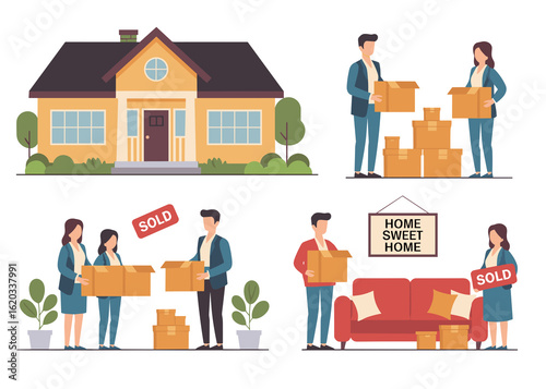 Happy Family Moving Into Their New Home After Sale