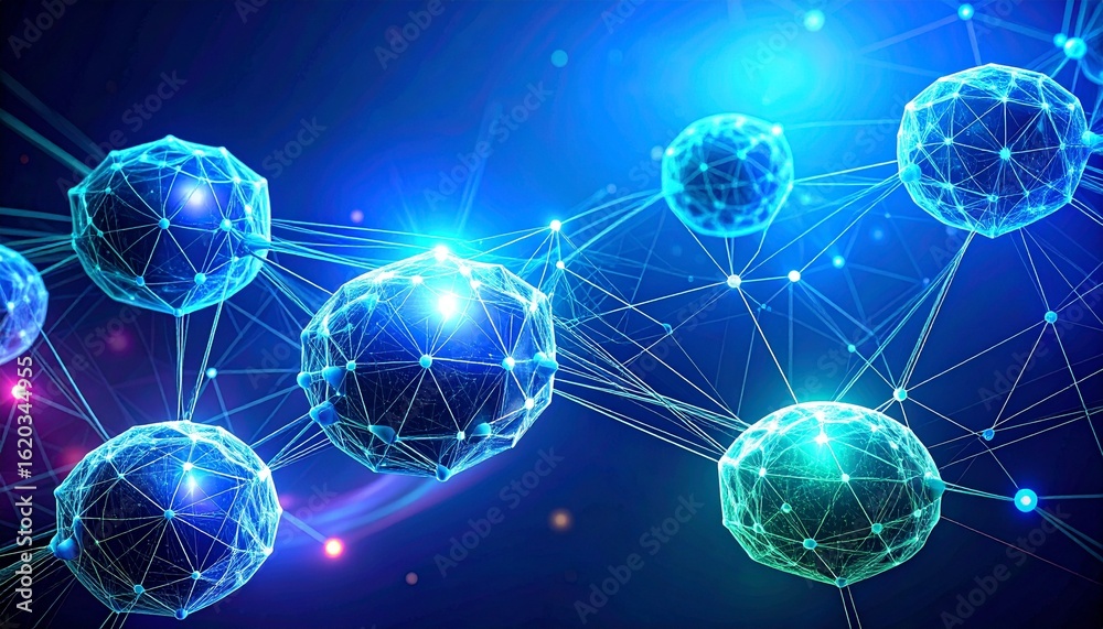 Obraz premium Cyber big data flow. Blockchain data fields. Network line connect stream.