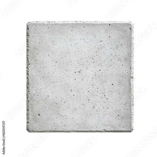 Smooth square concrete tile isolated on transparent background