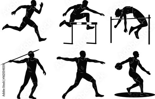 Track and Field Athletes Vector Set – Powerful Silhouettes of Athletic Motion