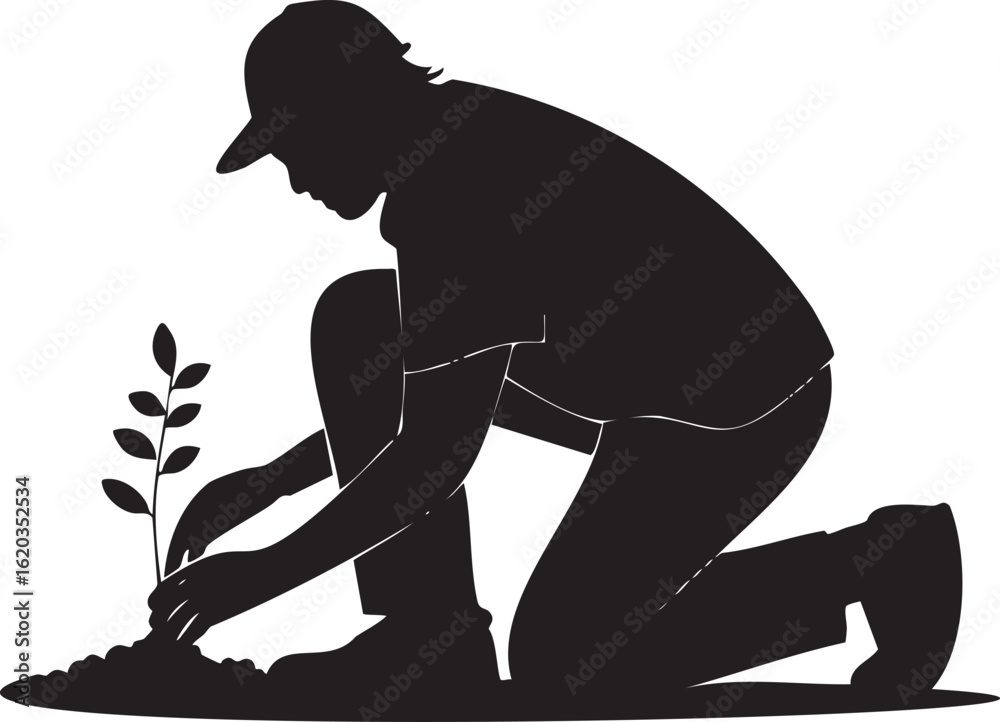 Fototapeta premium Planting new life fresh seedling being planted new growth and hope for the future in new beginning
