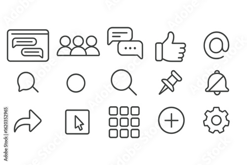 Communication, messaging line icon set. chat, interaction symbols line collection