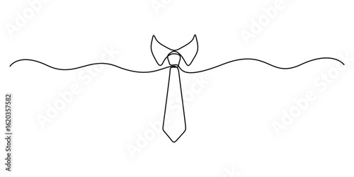 Continuous single line drawing of tie and lettering International Men's Day. Concept Men's Day card one line style, Single line drawing of a Tie, Continuous one line drawing of work tie. Pro vector