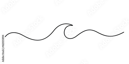 Continuous one line drawing of sea wave or ocean wave art minimal outline vector illustration