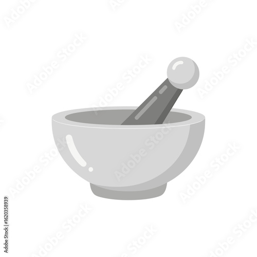 Gray mortar and pestle flat icon