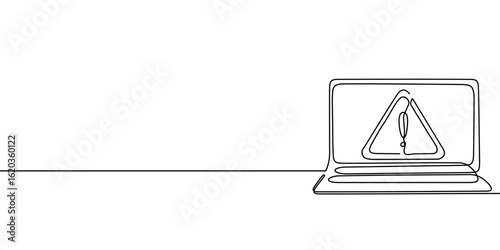 Continuous laptop line computer screen office work art pc outline illustration. Laptop line continuous notebook doodle single desktop typing business icon monitor digital email data technology.