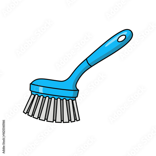 Blue cleaning brush with white bristles