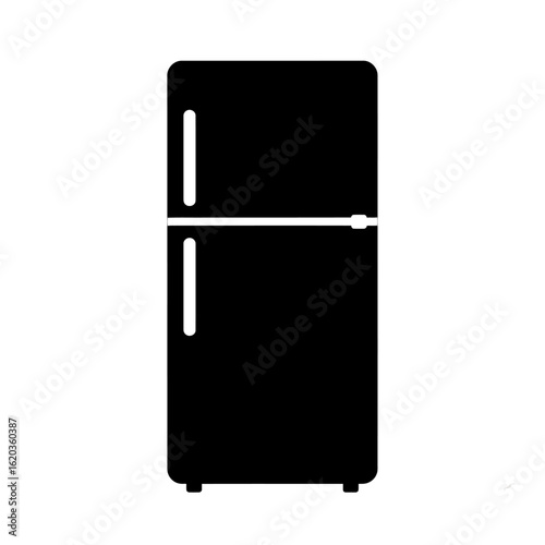 Black Refrigerator Icon on White Background