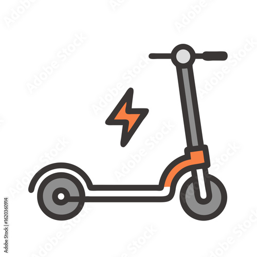 Electric scooter with lightning bolt symbolizing its power and ecofriendliness