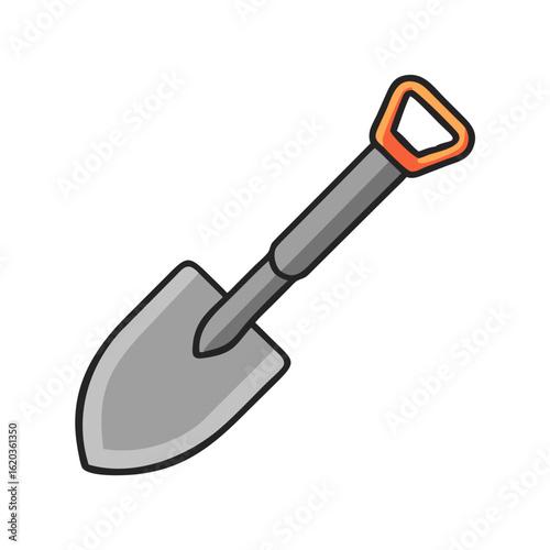 Illustration of a simple cartoon style digging shovel for gardening uses