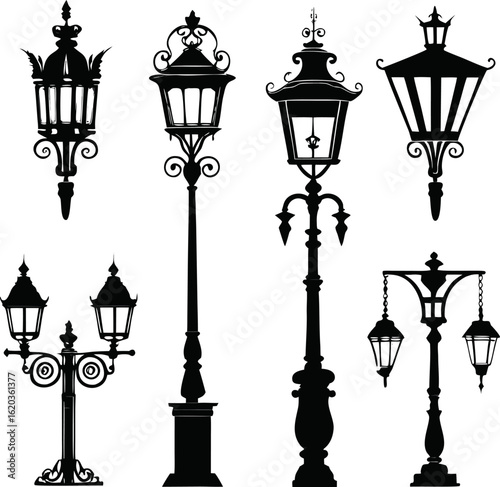 street lamps vector