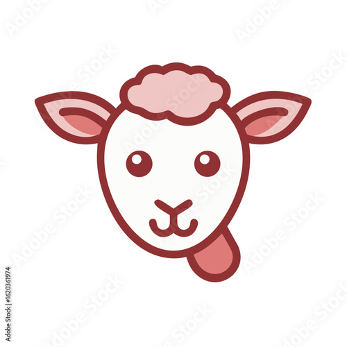 Illustration of a funny sheep or lamb with its tongue out and sticking