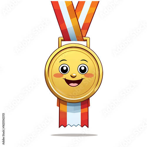 gold medal with ribbon