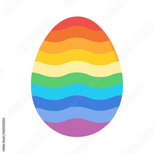 Vibrant Rainbow Colored Easter Egg on a White Background Illustration