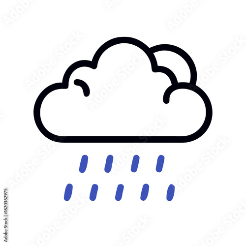 Simple Icon of a Rain Cloud Delivering a Shower of Raindrops