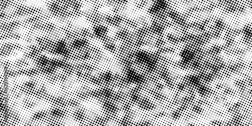 Halftone faded gradient texture. Grunge halftone grit background. White and black sand noise wallpaper. Retro pixilated vector backdrop