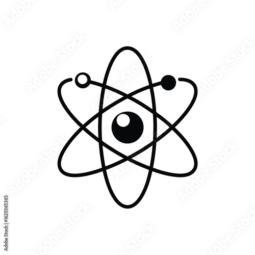 Stylized atom symbol with an eye in the nucleus