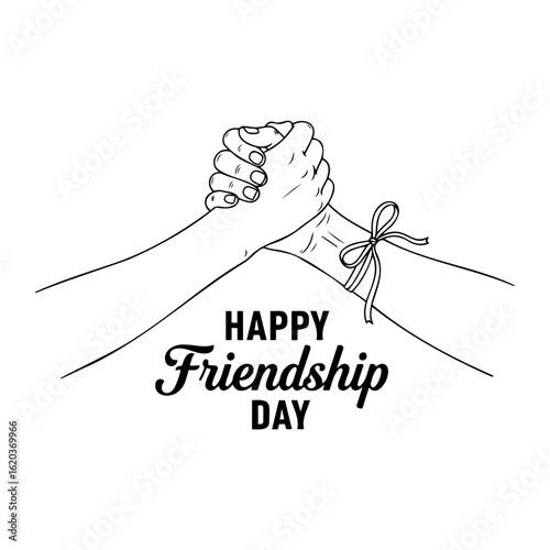 Illustration of two hands clasped together with a friendship bracelet on transparent background