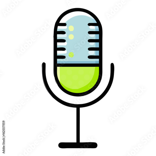 Retro microphone vector icon isolated on white background, perfect for podcasting and recording audio content