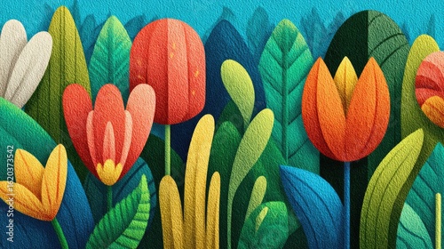 Vibrant floral arrangement nature setting digital artwork lush garden close-up view aesthetic exploration of color and form