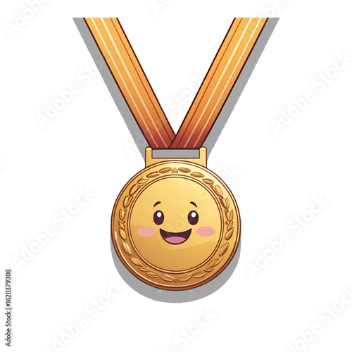 gold medal with ribbon