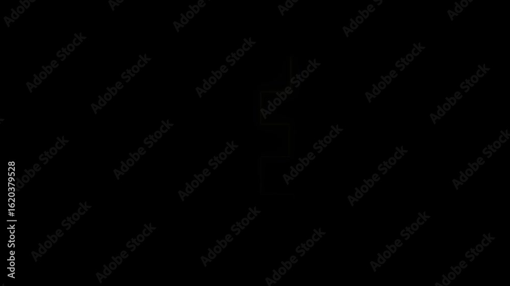 Abstract neon letter e animation with red and green glowing lines on a black background