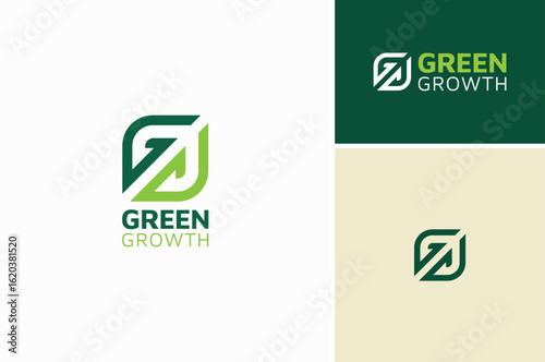Initial Letter G or GG Monogram with arrow path for Growth logo design