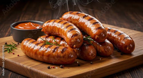 Grilled Sausages with Rosemary and Ketchup