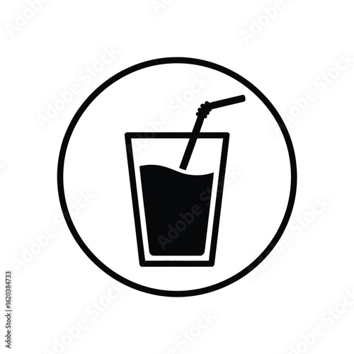 Simple icon of a glass with a straw and drink