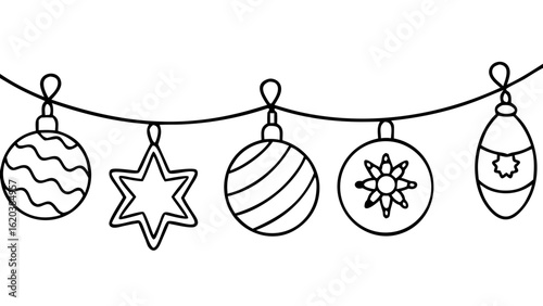 Happy Christmas Décor Continuous One Line Art for Christian Holiday Celebration