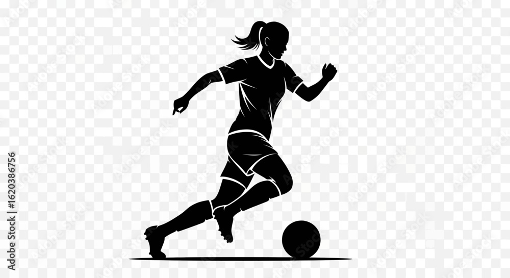 Fototapeta premium Intense Professional Female Soccer Player Executing Powerful Play