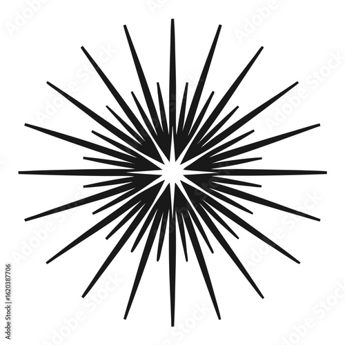 Abstract starburst burst explosion radial burst silhouette isolated on white background
