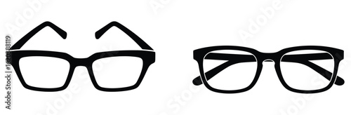 glasses icon, eyewear vector, vision tool silhouette, optical frame design,Modern sunglasses collection with vintage styles, showcasing fashionable eye wear silhouettes,
