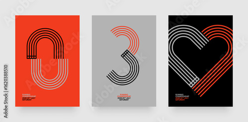 Layout with running track for sports event, competition or championship. Template for background, poster or cover.