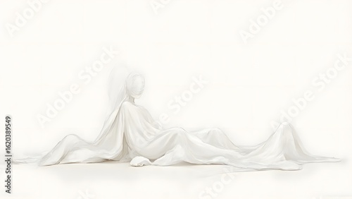 A white statue of an angelic figure