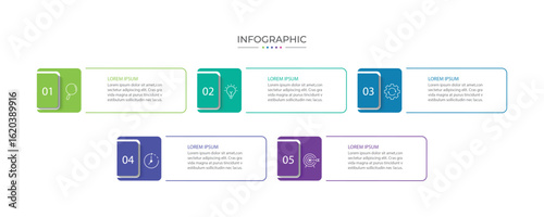Timeline infographic design element and number options. Business concept with 5 steps.