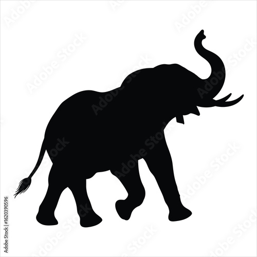 Vector art of elephant silhouette isolated on white background