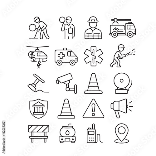  Public service municipal transport icon set
