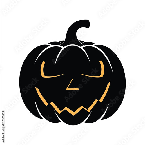 Vector art of black halloween pumpkin jackolantern isolated on white background