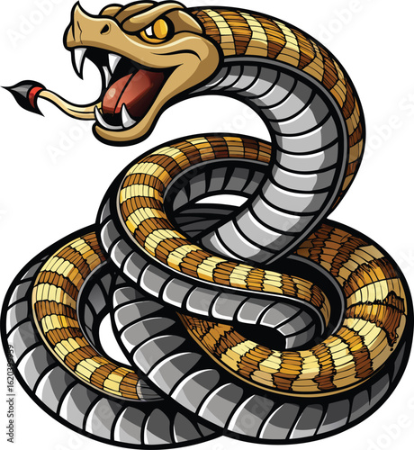 Aggressive rattlesnake coiled and ready to strike