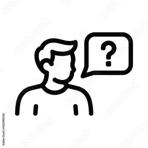 Person with a question mark in a speech bubble icon