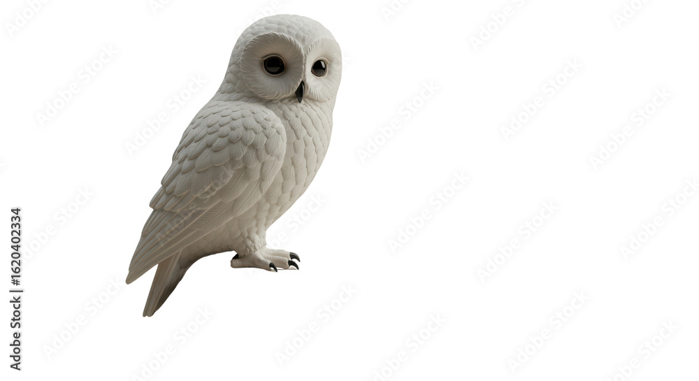 Naklejka premium White owl perched isolated on white background