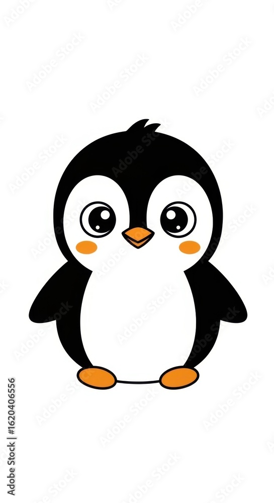 Fototapeta premium Cute cartoon penguin isolated on white background illustration for kids