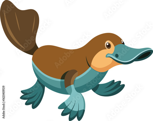 Adorable Cartoon Platypus Illustration, Perfect for Children's Books, Educational Materials, and Cute Animal Designs.