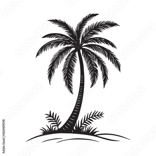 Tropical Tree Logo Vector in Black