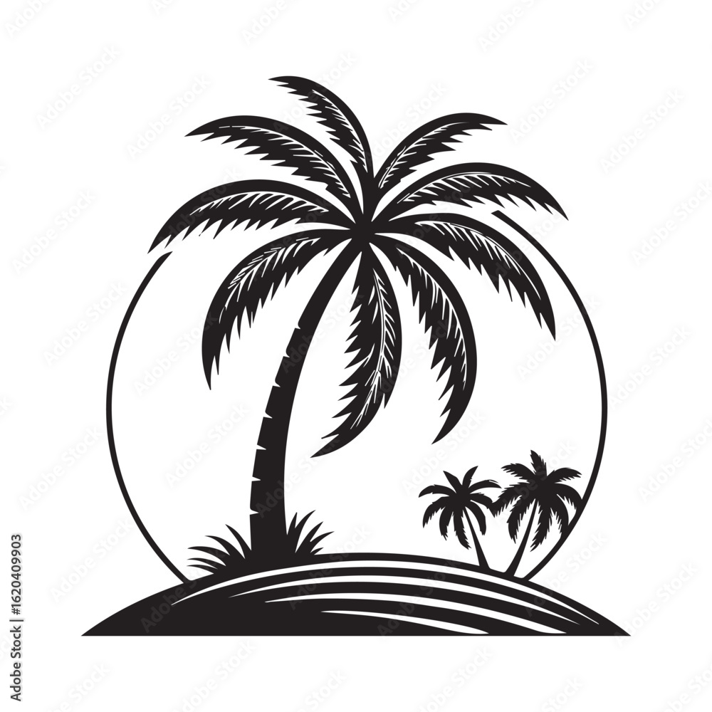 Fototapeta premium Vector Design – Black Palm Tree Minimal