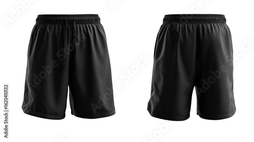 Black shorts 3d model front and back