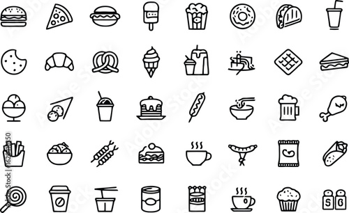 Diverse food and drink icons food icons fast food