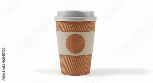 Realistic takeaway coffee cup vector illustration, a disposable paper cup icon mockup.